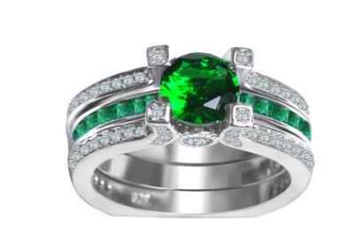 Copper Ring Set With Cubic Zirconia Stones Geometric Wedding Bands For Women Fashion Jewelry 12mm Elegant Design