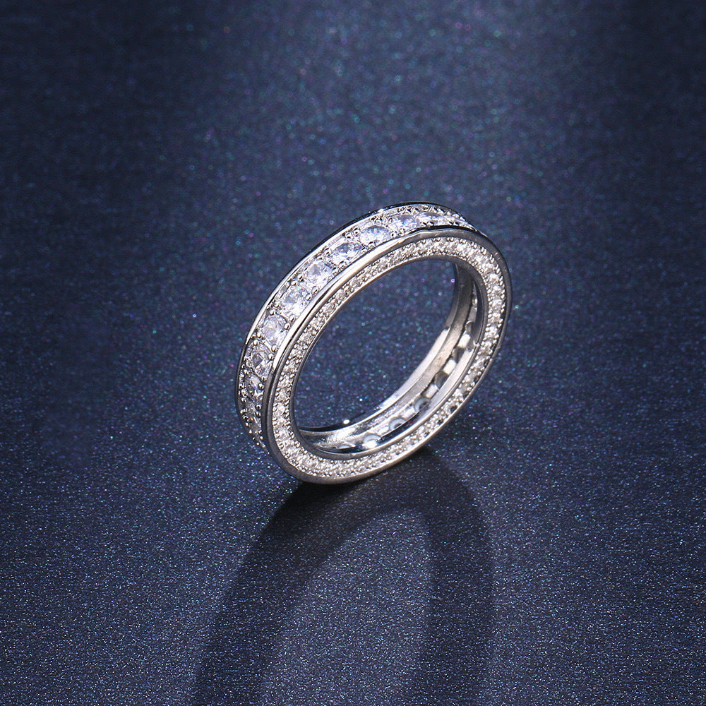 18K Gold Plated Zircon Ring For Women Full Circle Copper Band Durable Elegant Fashion Jewelry Gift For Her Always