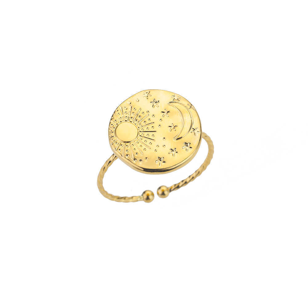 Womens Stainless Steel Ring Adjustable Geometric Open Ring Round Electroplated Jewelry for Women Everyday Wears