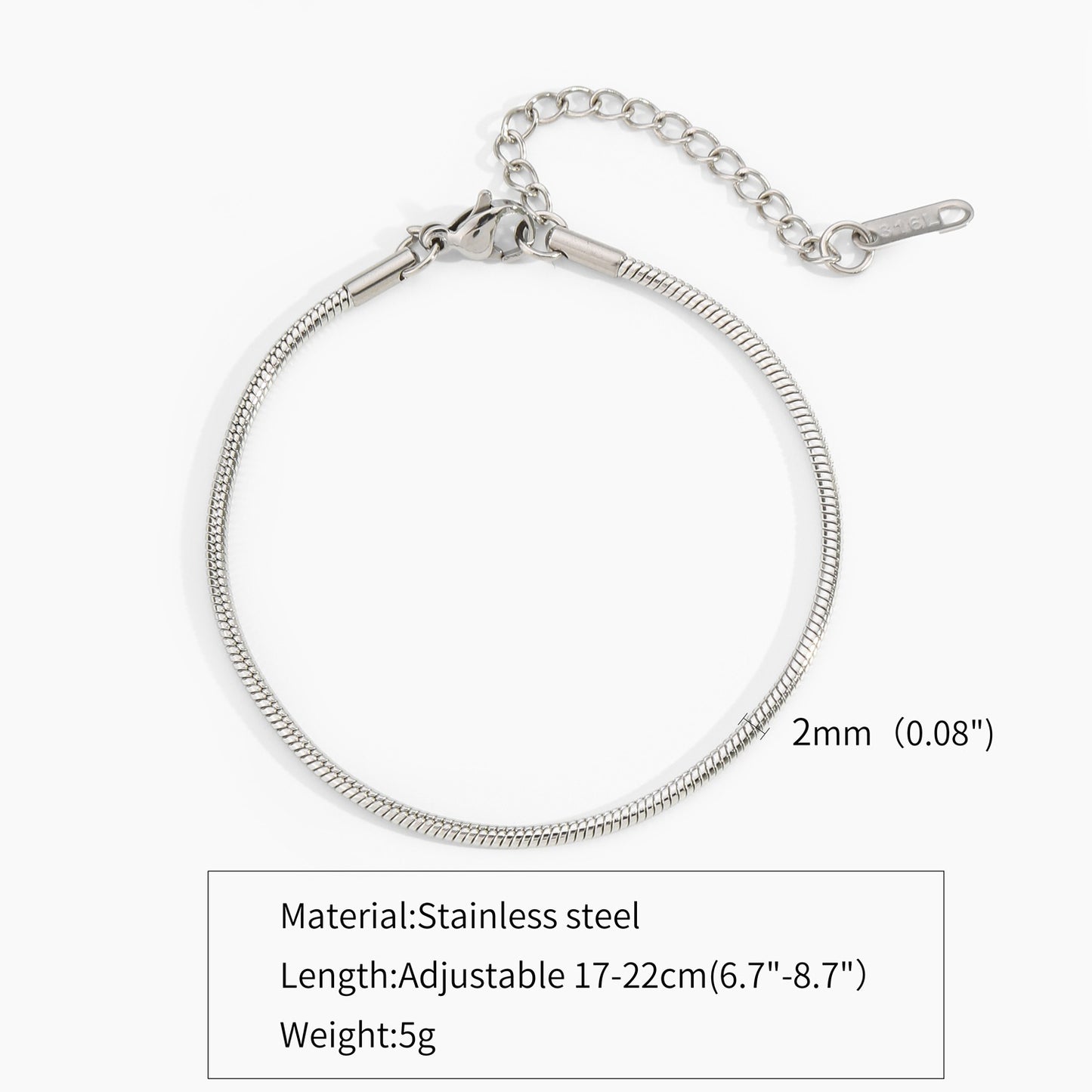 Unisex Titanium Steel 18K Gold Plated Bracelet Round Snake Bone Chain Adjustable Geometric Fashion Accessory Gift