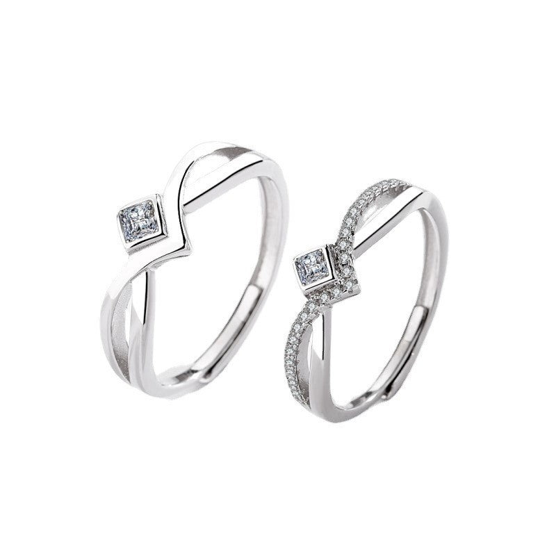 Adjustable Crown Design Couple Rings Sterling Silver Matching Promise Rings For Him And Her 925 Silver Electroplated