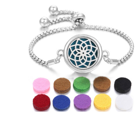 Aromatherapy Essential Oil Diffuser Unisex Bracelet Alloy Locket Electroplated Finish Jewelry Gift For Her Box