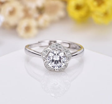925 Silver Rose Engagement Ring With Adjustable Opening
