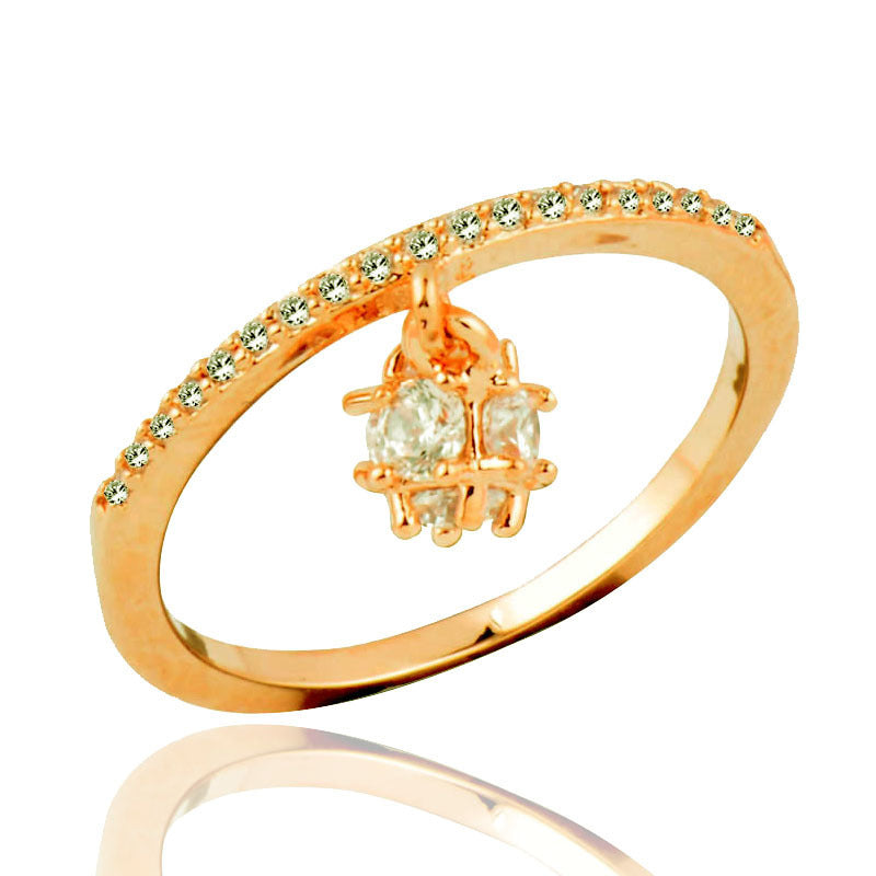 Womens Ring With Zircon Cube Crystal Ball Pendant Electroplated Alloy Fashion Trendy Elegant Design Gift For Her