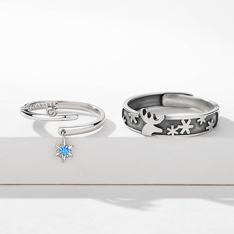 Couple Rings Set Adjustable Copper Rings Animal Zodiac Matching Rings For Him And Her Valentines Day Gift Electroplated