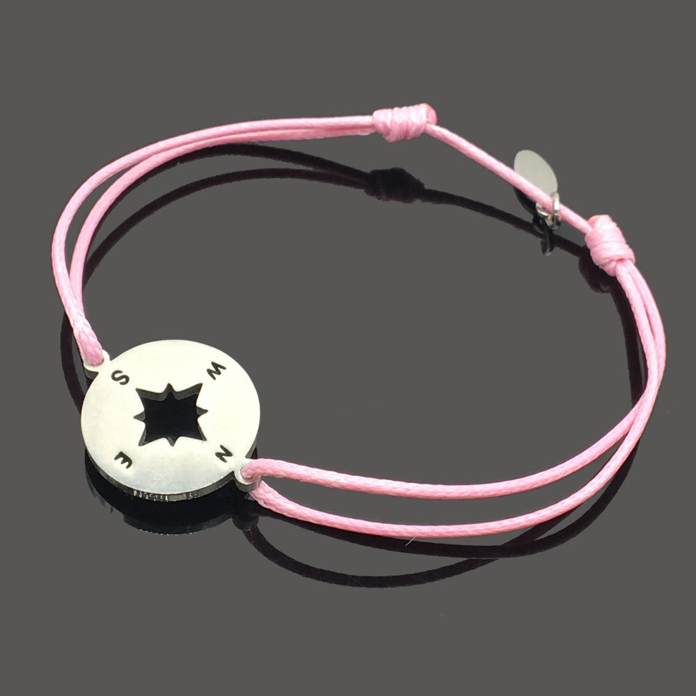 Womens Stainless Steel Compass Charm Bracelet Polished Wish Bracelet 18mm Length Durable Fashion Jewelry Accessory