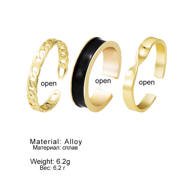 Geometric Ring Set For Women 5Pc Adjustable Alloy Rings Electroplated Fashion Jewelry For Everyday Wear Stylish Shine