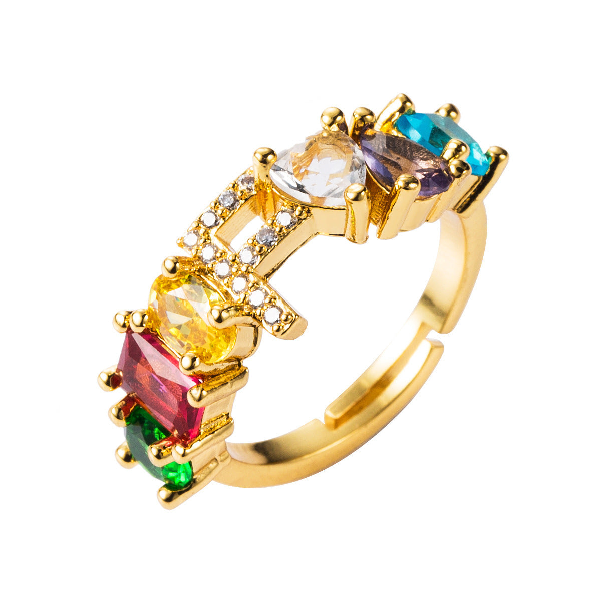 26 letters micro inlaid zircon letter ring