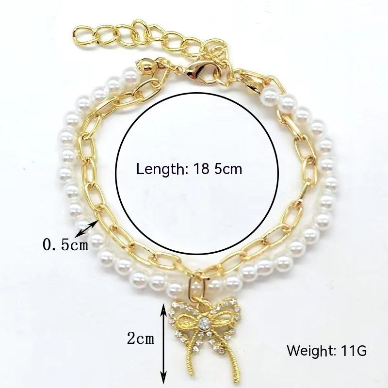 Bohemian Bracelet With Pearl Accents Geometric Shapes