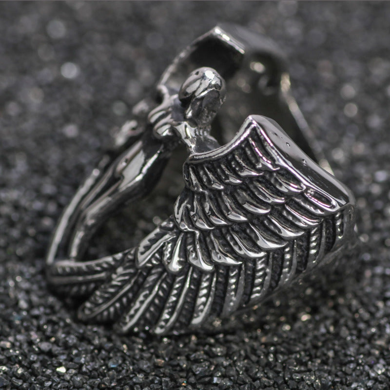 Adjustable Wings Ring European American Punk Fashion Mens Ring Womens Ring Electroplated Alloy Statement Rings