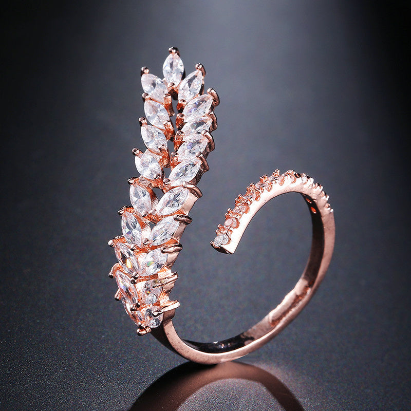 Womens Zircon Inlaid Geometric Copper Gold Plated Ring For Ladies Elegant Everyday Jewelry Accessory Spark Joy