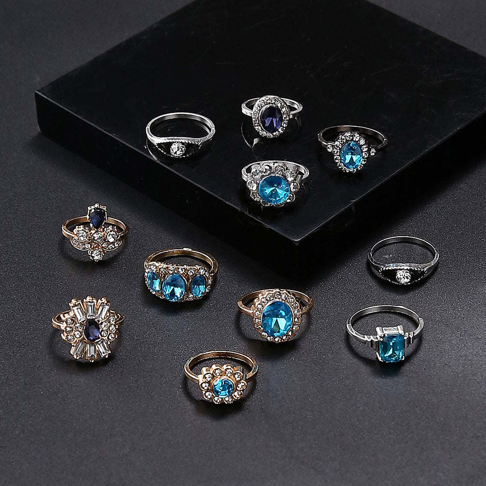 Two Tone Gold And Silver Ring With Rhinestones Geometric Design Jewelry For Ladies Electroplated Alloy Fashion