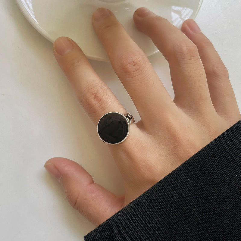 Sterling Silver Plated Adjustable Open Geometric Ring White Copper Niche Elegant Everyday Jewelry For Everyday