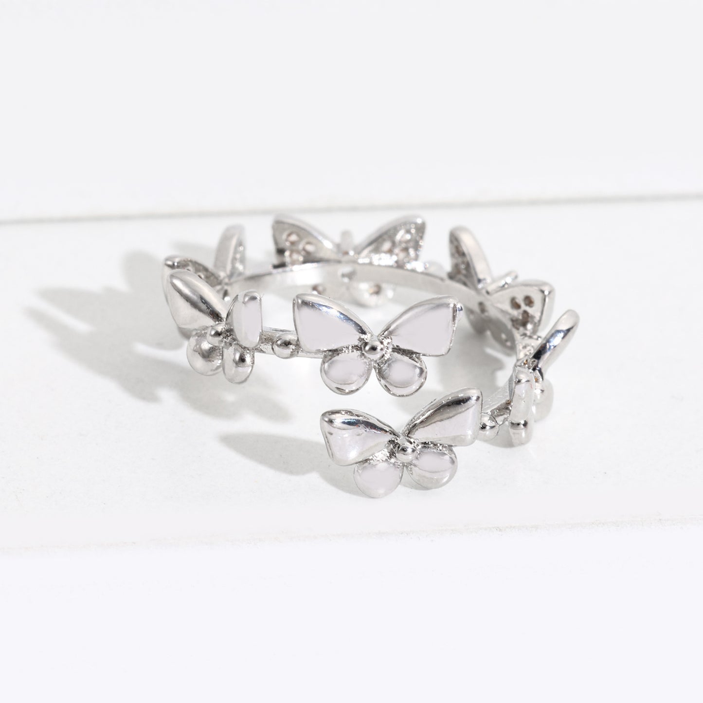 Adjustable Butterfly Geometric Ring For Women Open Design Anniversary Gift Fashion Jewelry Statement Accessory Gift