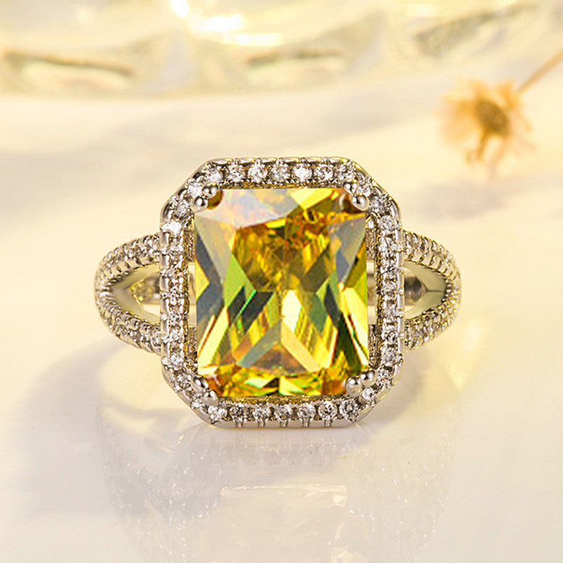 Womens Water Drop Bell Heart Pattern Ring With Pinky And Yellow Geometric Cubic Zirconia Synthetic Stones Gems