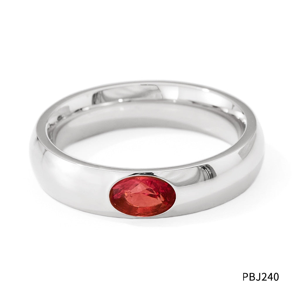 Womens Zircon Inlaid Ring Stainless Steel Electroplated