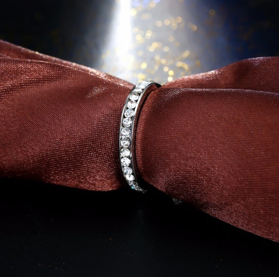 Womens Titanium Diamond Ring High Gloss Single Row