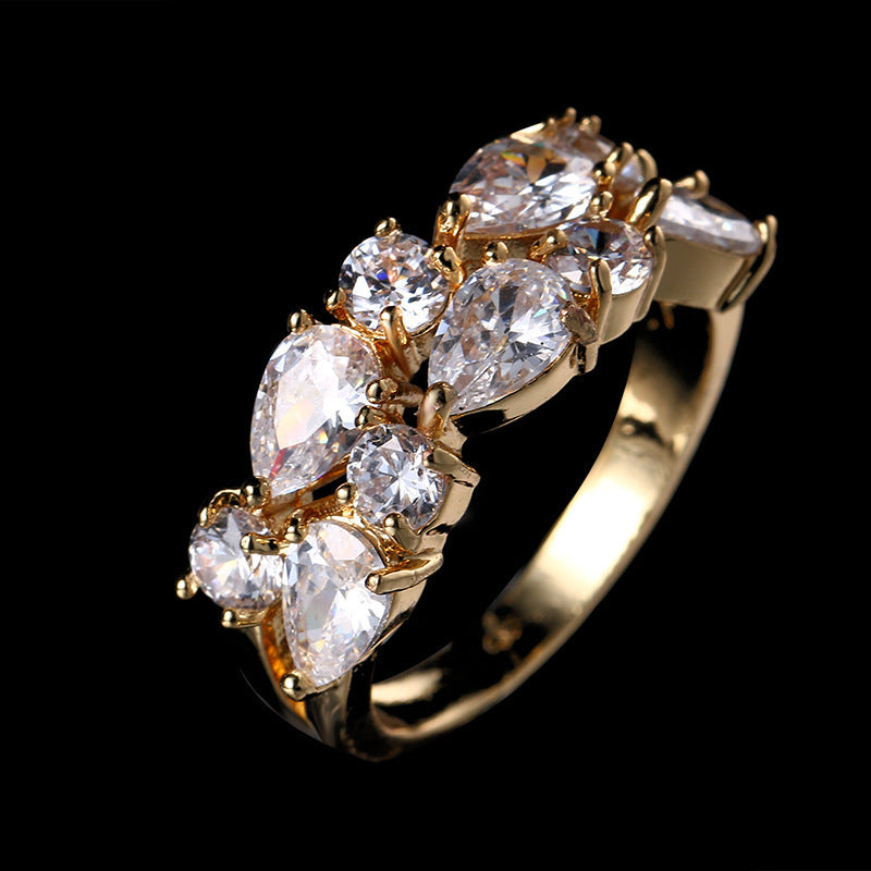 Zircon Rose Gold Copper Electroplated Drop Shape Ring Fashion Jewelry For Women Elegant Dainty Gift Gift Choice New