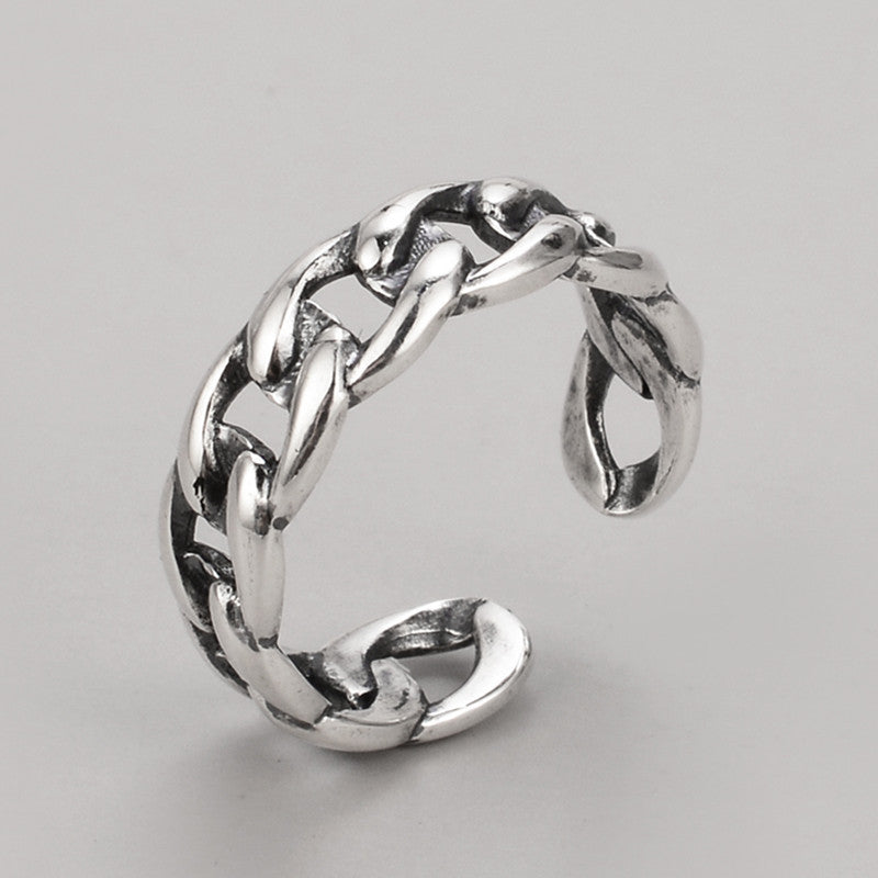 Smiley Face Ring Adjustable S925 Silver Open Ring Trendy Retro Y2K Jewelry Fun Statement Ring For Women Teen Girls