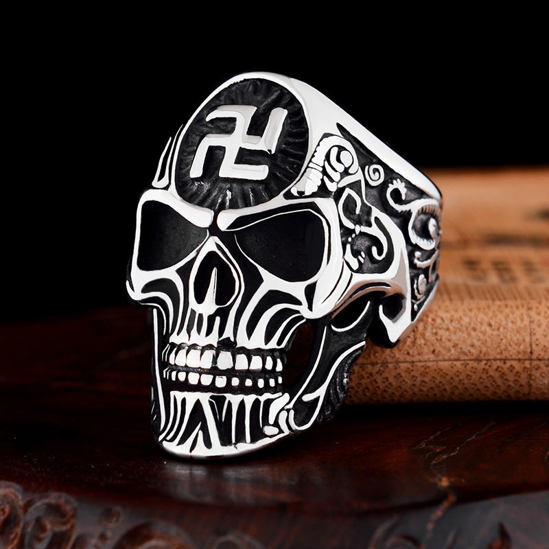 Gothic 4D Skull Ring Metal Vintage Biker Jewelry For Men