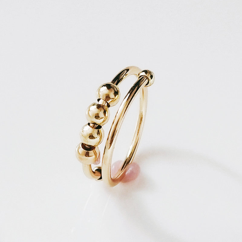 Adjustable Alloy Ring With Turning Beads For Stress Relief