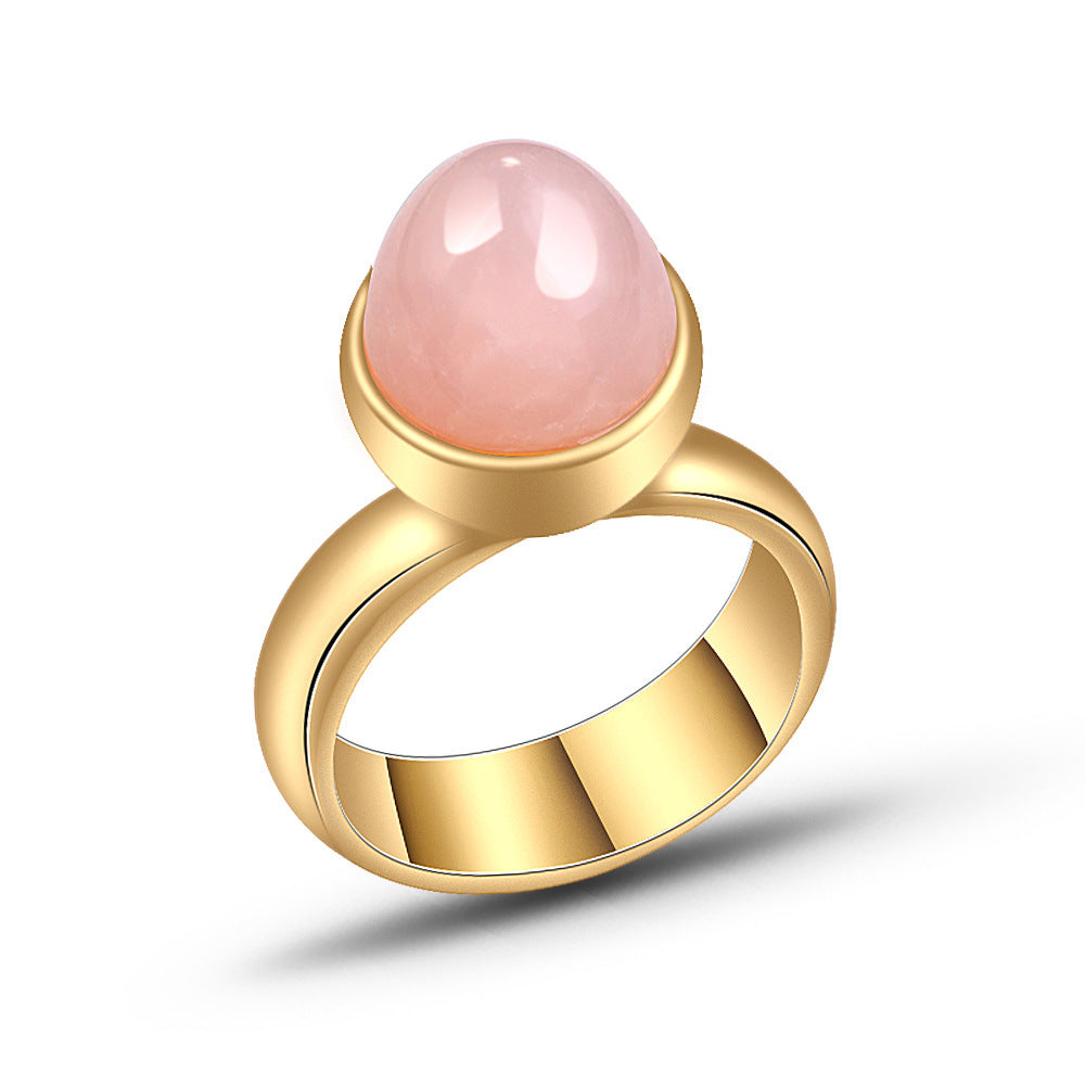 Natural Aventurine Ring Gold Plated Geometric Inlaid Gemstone Jewelry For Women Elegant Fashion Accessory Everyday