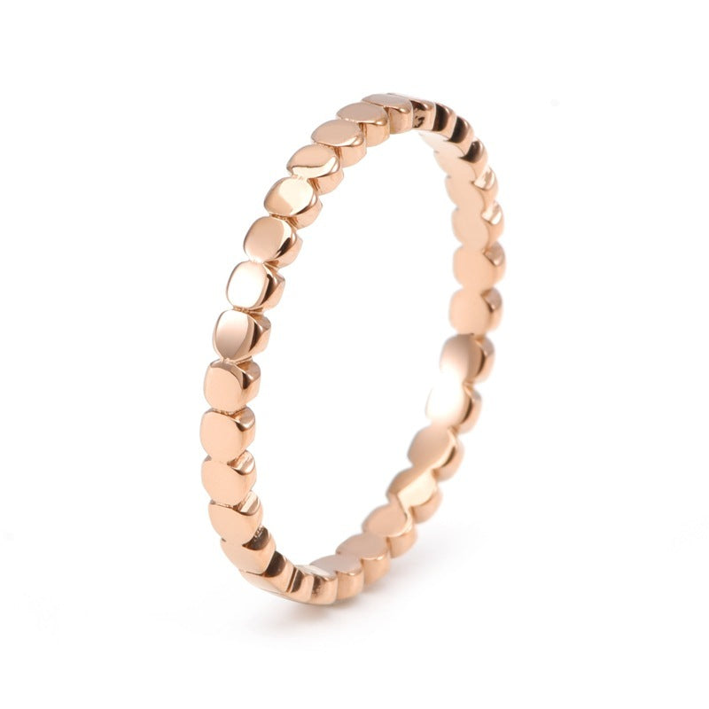 Stainless Steel Ring Geometric Korean Style Electroplated For Women Round Silver Gold Rose Gold Minimalist Fashionable