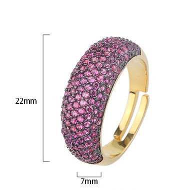 Women Geometric Ring With Zircon Inlay Adjustable Opening Fashion Jewelry Inspired American Gold Silver Black Green