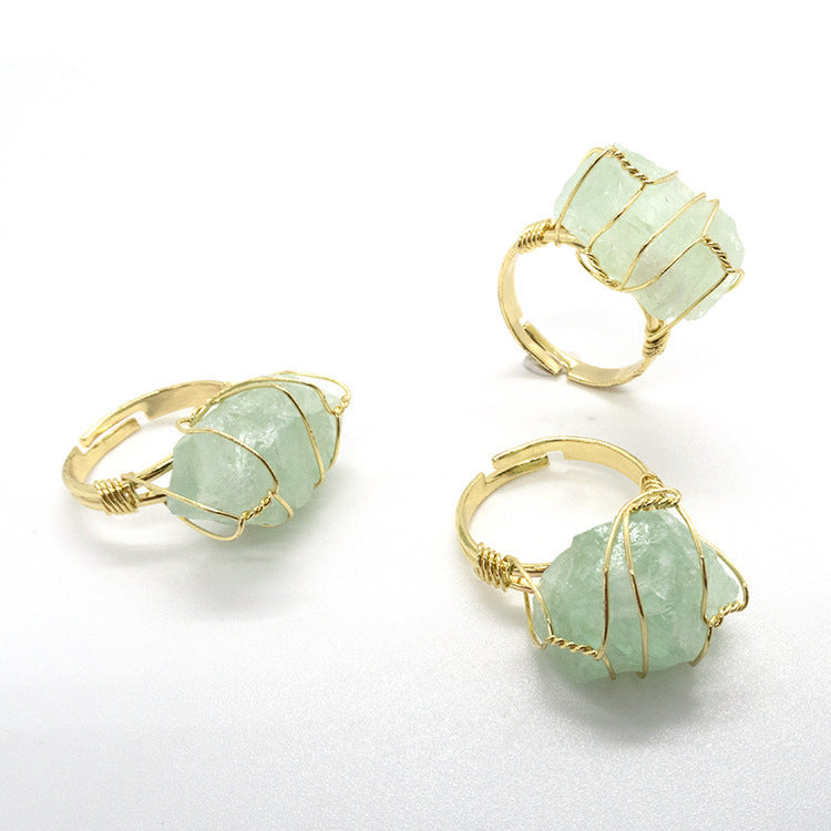 Womens Amethyst Gold Plated Winding Ring Crystal Geometric