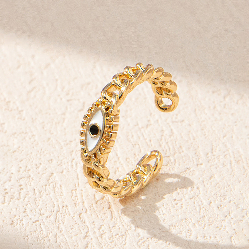 Women Evil Eye Ring Copper Geometric Design Fashion Jewelry Statement Accessory Trendy Unique Charm Bold Charm