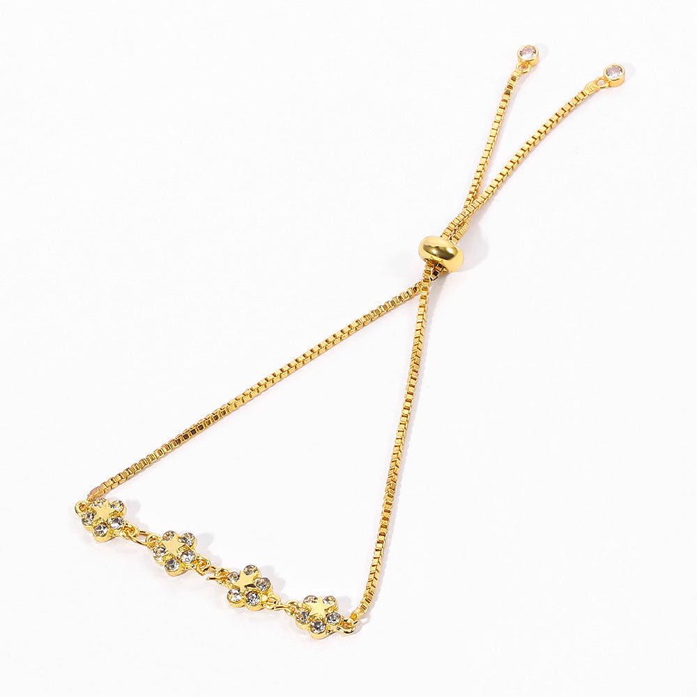 Unisex Cartoon Constellation Bracelet Electroplated Alloy Petal Zircon Everyday Accessory Anti Fatigue Trend X