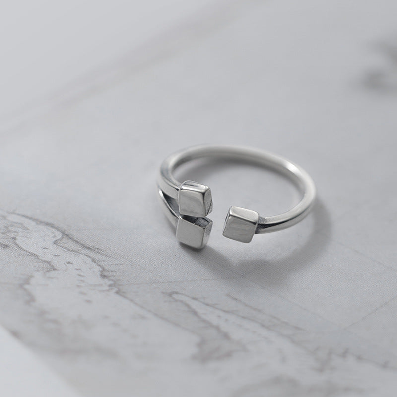 Silver Ring For Women And Girls Simple Square Design Korean Fashion Jewelry Geometric Minimalist Ring Gift Love