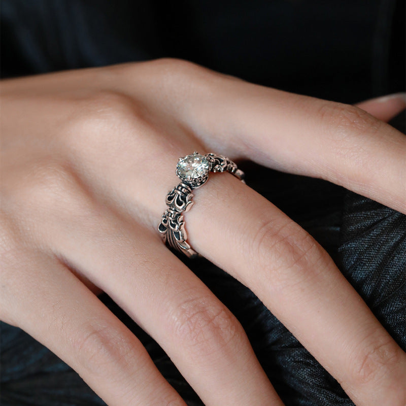 Copper Open Adjustable Ring With Geometric Flower Luce RetroVintage Style For Women Elegant Everyday Wear Chic