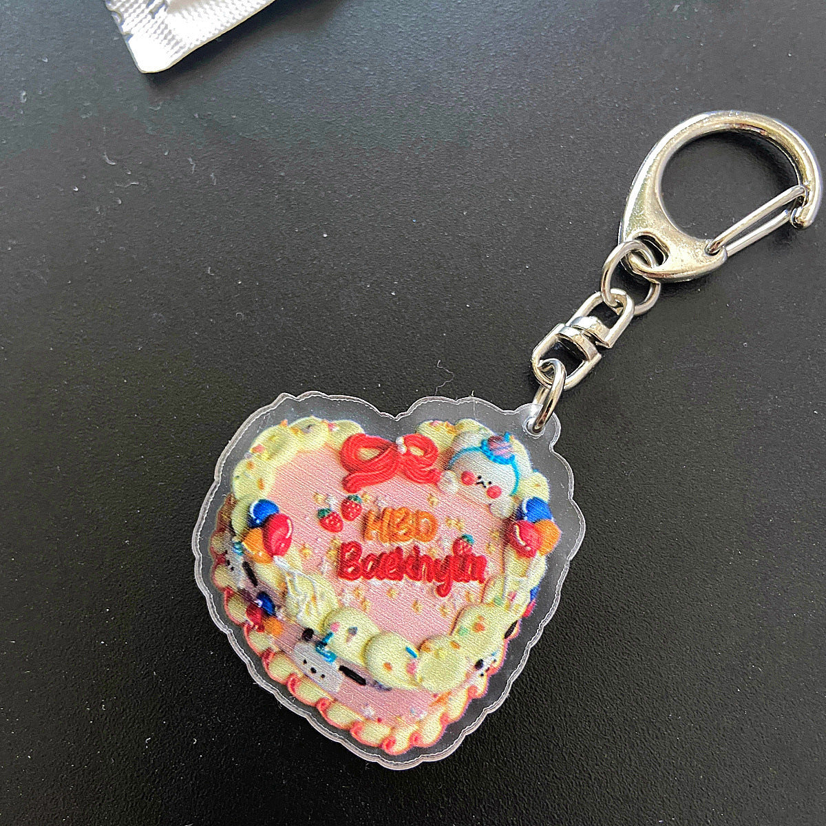 Cake Keychain Acrylic Birthday Cake Pendant Vintage Bag Accessory National Style Decoration Durable Charming Design