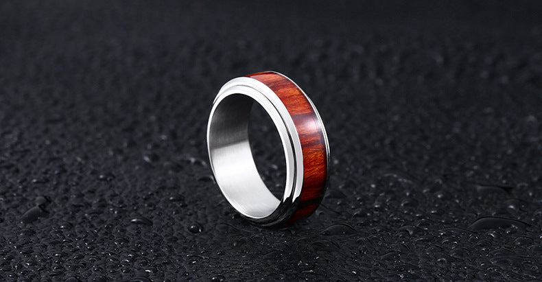 Titanium Steel Ring 8mm Wide Geometric Electroplated Retro Style Durable Statement Band For Daily Wear All Day