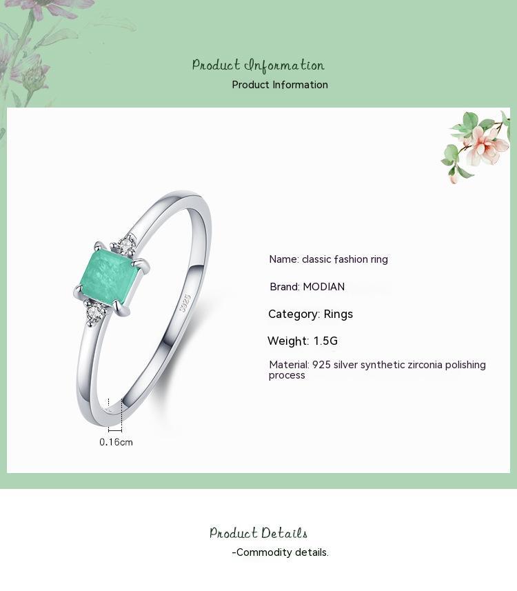 Womens S925 Sterling Silver Ring Geometric Quadrilateral Elements Modern Sleek Jewelry For Everyday Wears Luxe