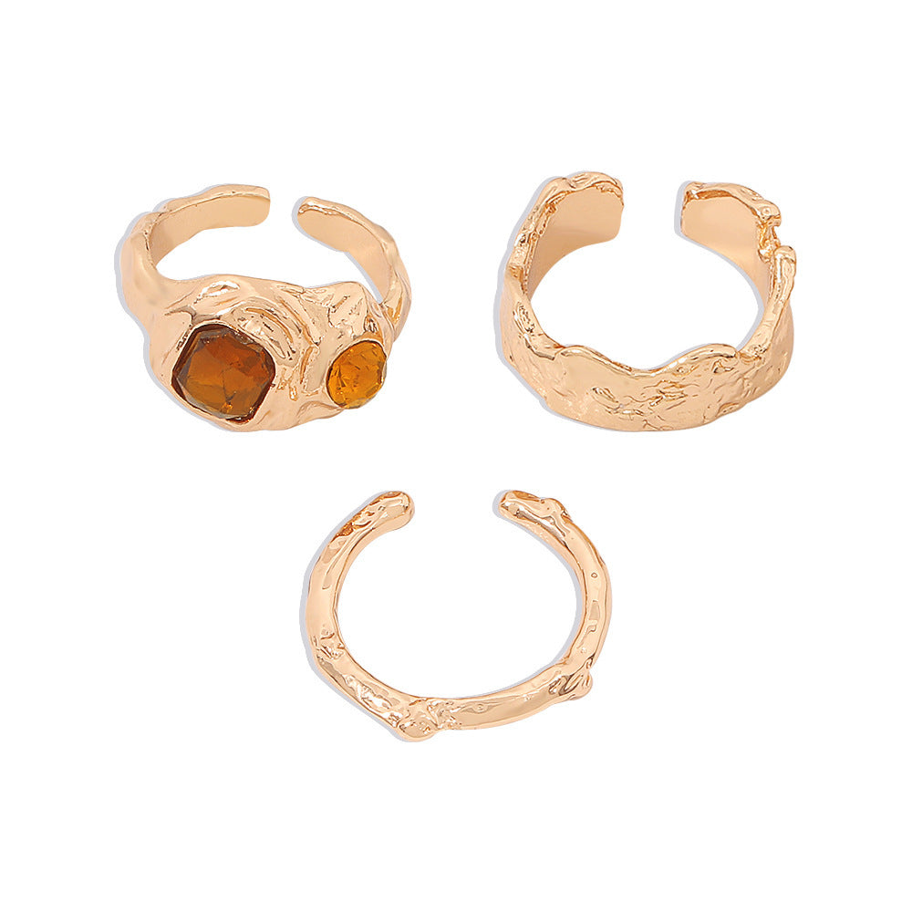 Alloy Ring Set With Textured Niche Design Contemporary