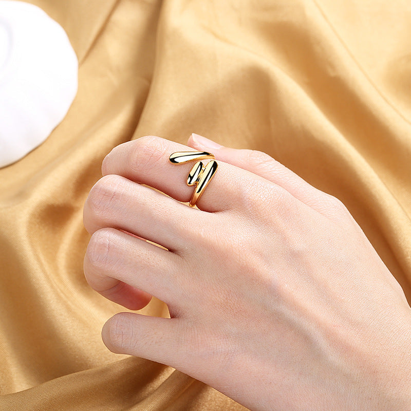 Adjustable Copper Ring Gold Electroplated Layered Ring For Womens Simple Retro Style Daily Wear Durable Jewelry