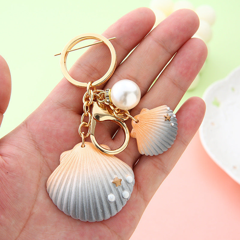 Pearl Shell Keychain Acrylic Ornament Modern Keyring For Keys And Bags Decorative Accessory Elegant Charm Item