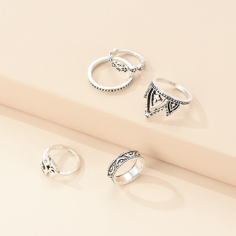 Womens Vintage Geometric Alloy Knuckle Rings Set of 10 Electroplated Stackable Retro Fashion Jewelry Bejeweled