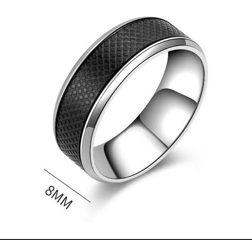 Mens Black Titanium Steel Ring Geometric Design Electroplated Durable Jewelry Accessory Stainless High Quality