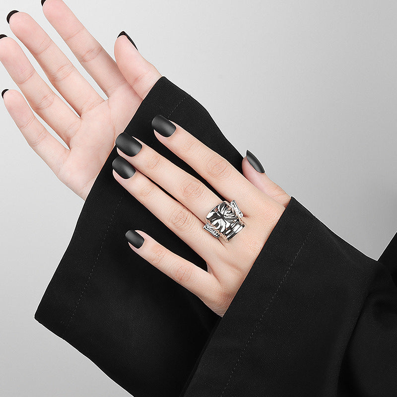 Copper Ring With Ancient Mask Design Adjustable Electroplated Jewelry For Daily Wear And Style Modern Statement