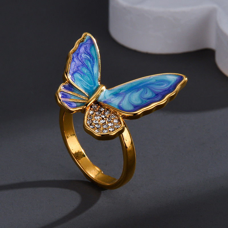 Butterfly Ring With Diamond Look In Stainless Steel Jewelry