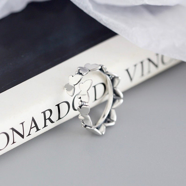 Womens Vintage Animal Zodiac Ring Adjustable Alloy Jewelry Bow Butterfly Animal Motifs Antique Silver Finishes