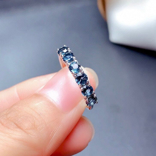 Women Fashion Ring Copper Ring With Simulated Peacock Blue Topaz Diamond Studded Green Diamond Accent For Daily Wear