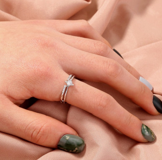 Adjustable Copper Geometric Ring With Micropaved White Zircons Unisex Gift For Weddings Travel And Jewelry Gift