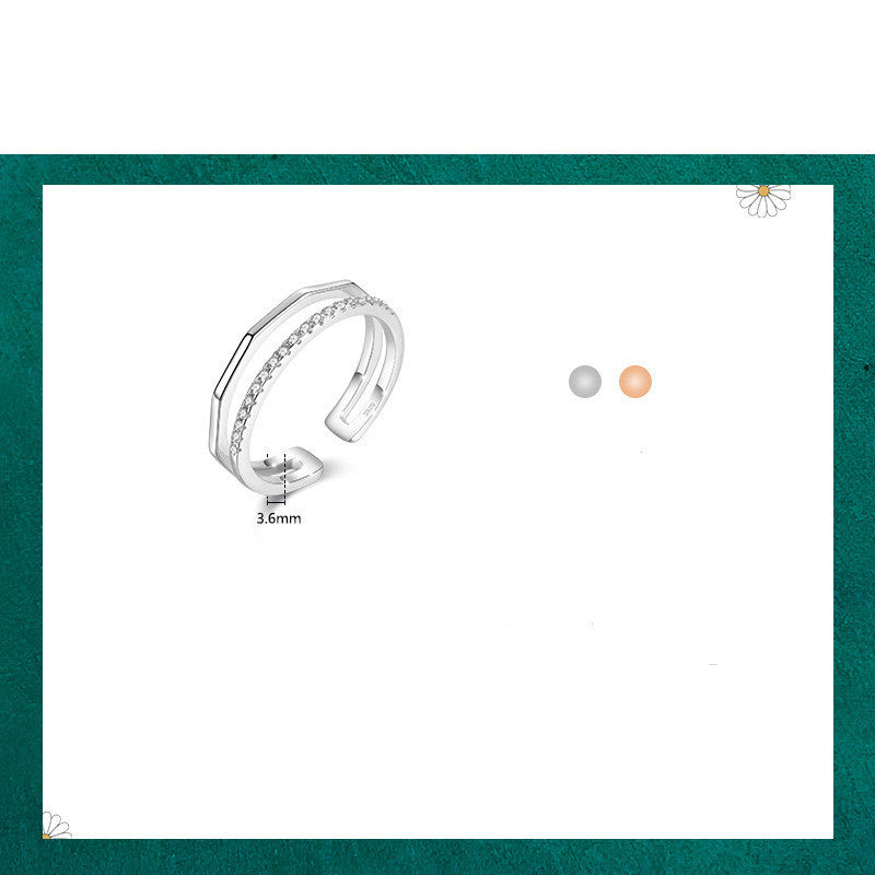 Womens Sterling Silver Ring For Index Finger Fashion Inlaid With Gems 925 Silver Ring For Her Elegant Gift 925