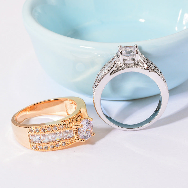 Copper Geometric Womens Ring In Platinum And Champagne Gold Finishes For Everyday Style And Trend For All Occasions