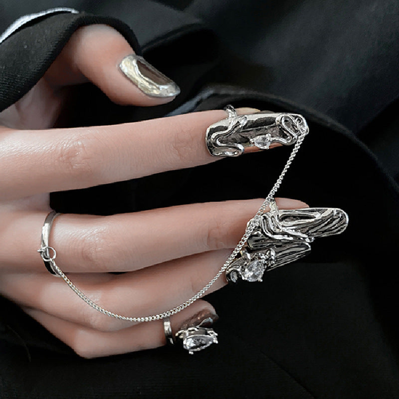 Womens Ring Set Four Piece Combination Adjustable Opening Geometric Metal Rings Bohemian Retro Stitching Piece