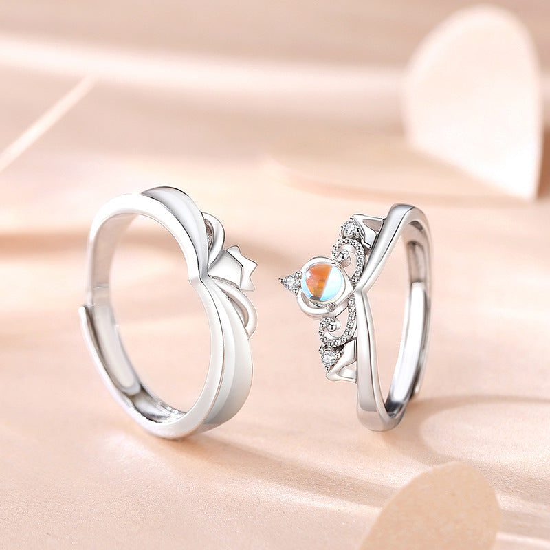 Adjustable Crown Ring for Men and Women Silver Electroplated Geometric Open Ring Fashion Jewelry Silver Plated